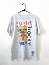 Load image into Gallery viewer, Vintage 1991 Grey Chicago Bulls World Champs Tee NBA 90s