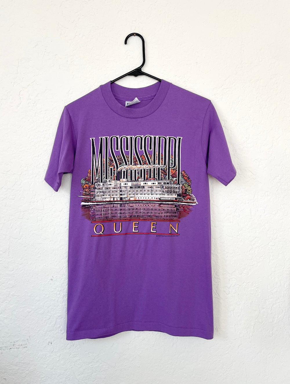 Vintage 80s Purple Mississippi Queen Riverboat Tee