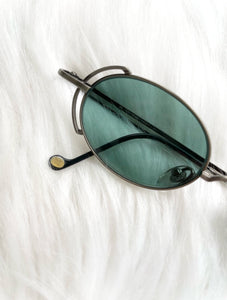 Vintage 90s Unique Round Blue Tinted Eschenbach Sunglasses
