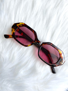Tortoiseshell Chunky Pink Tint Hexagon Sunglasses