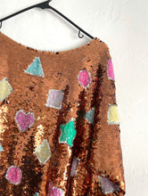 Load image into Gallery viewer, Dancing Queen Vintage Heart and Star Print Sequined Top