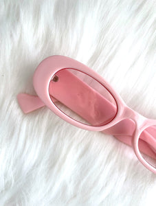Party Girl Skinny Oval Pink Tinted Sunglasses