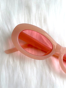 Skinny Oval Pink Tinted Sunglasses
