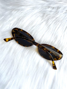 Skinny Oval Translucent Tortoiseshell Sunglasses