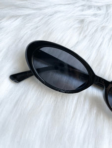 Skinny Black Oval Sunglasses 90s y2k