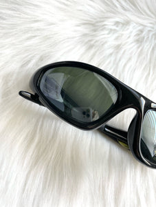 Vintage Y2K Black Wraparound Sunglasses Rave 2000s