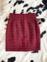 Load image into Gallery viewer, Too Cool for School Vintage 90s Red and Black Checkered Textured Mini Skirt