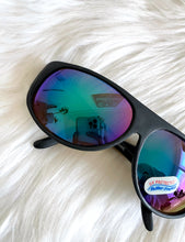 Load image into Gallery viewer, Vintage 80s Matte Black Colorful Reflective Tint Shield Sunglasses Aviator