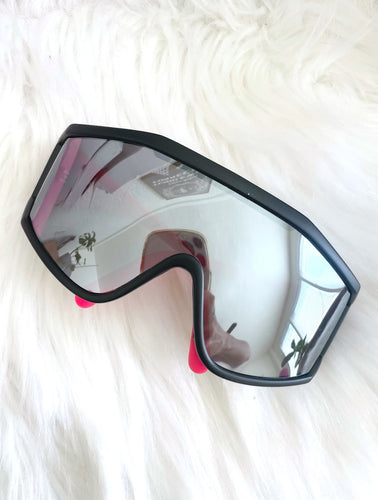 Vintage 90s Hot Pink Reflective Tint Shield Sunglasses