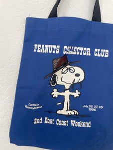 Vintage 90s Blue Peanuts Spike Design Mini Tote Bag Snoopy Cartoon 1990s