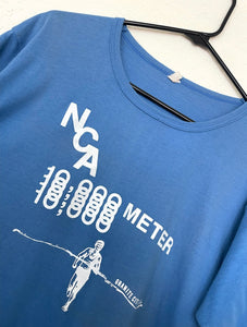 Vintage 70s Blue and White 10,000 Meter Tee