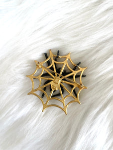 Vintage 90s Gold Halloween Spider Pin Spooky