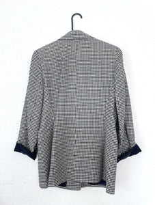 Vintage 90s Black and White Gingham Print Blazer