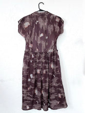 Load image into Gallery viewer, Vintage 70s Sheer Brown Floral Print Pleated Dress
