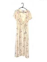 Load image into Gallery viewer, Vintage 90s Pale Yellow Long Floral Print Wrap Dress Maxi