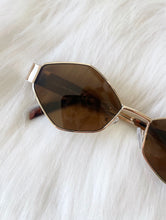 Load image into Gallery viewer, Brown and Gold Diamond Metal Sunglasses 90s hip hop retro
