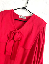 Load image into Gallery viewer, Vintage 70s Ruby Red Oversized Bow Sailor Top Dress Retro