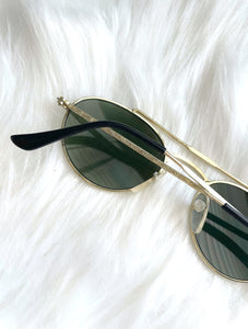 Vintage 90s Gold Aviator Style Sunglasses Retro Hip Hop Hipster