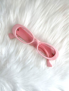 Party Girl Skinny Oval Pink Tinted Sunglasses