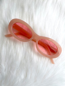 Skinny Oval Pink Tinted Sunglasses