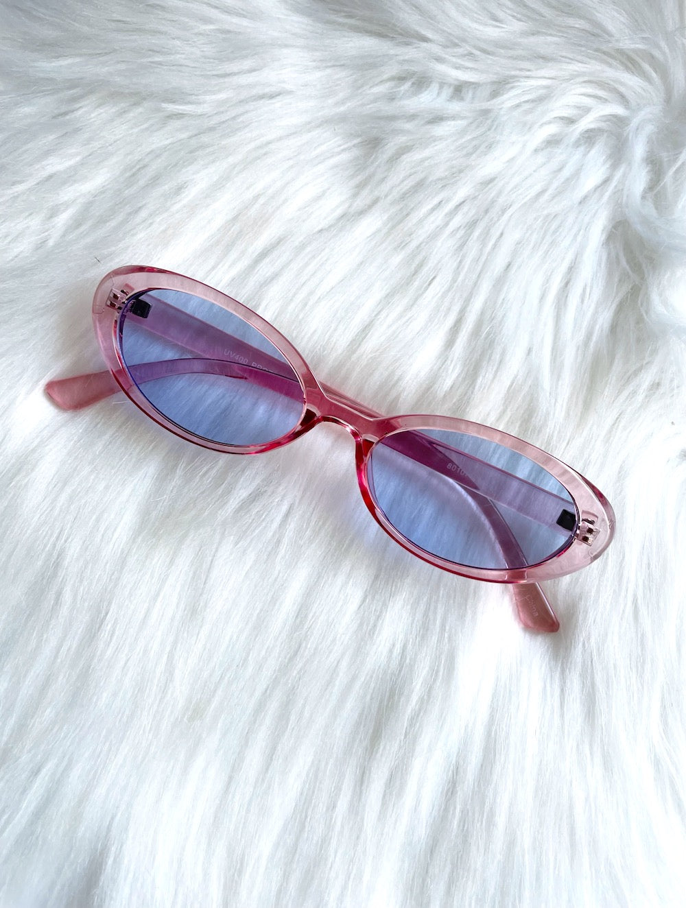 Skinny Oval Pink and Blue Translucent Sunglasses