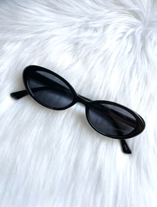 Skinny Black Oval Sunglasses 90s y2k