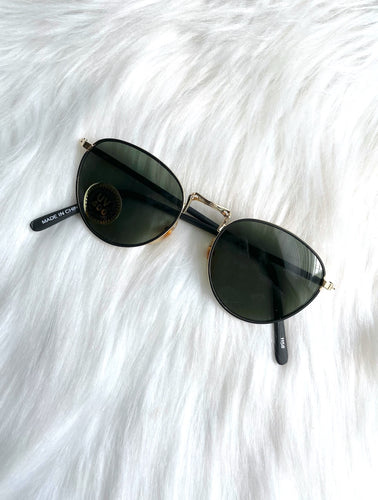 Vintage 90s Round Gold and Black Sunglasses