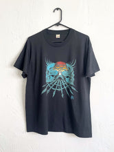 Load image into Gallery viewer, Vintage Paper Thin Skull and Barbed Wire Tee Tribal Retro Halloween