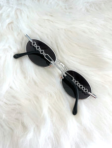 Vintage Y2k Silver Decorative Bridge Dark Tinted Sunglasses