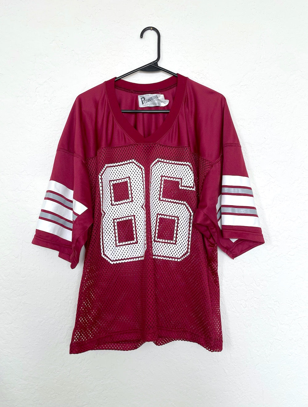 Vintage 80s Maroon Mesh Football Jersey Top Number 86 – Total
