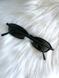 Vintage 90s Small Matte Black Dark Tinted Sunglasses