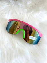 Load image into Gallery viewer, Vintage 90s Hot Pink and Neon Green Colorful Reflective Tint Shield Sunglasses