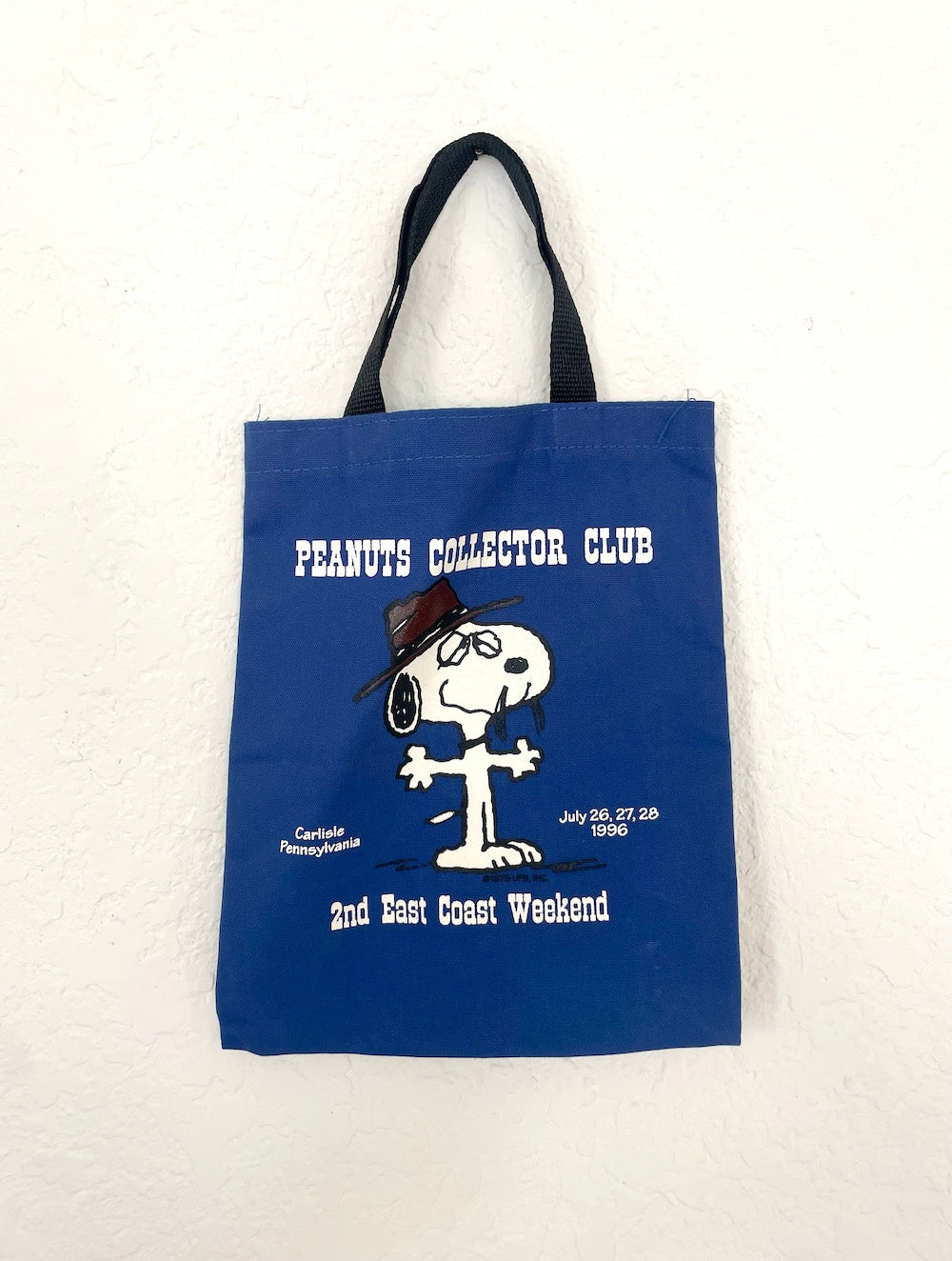 Vintage 90s Blue Peanuts Spike Design Mini Tote Bag Snoopy Cartoon 1990s