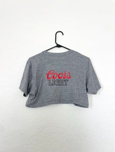 Vintage 80s Coors Thumb Wrestling Challenge Cropped Tee Crop Top Retro Beer