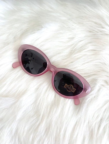 Vintage 90s Retro Translucent Pink Cat Eye Sunglasses