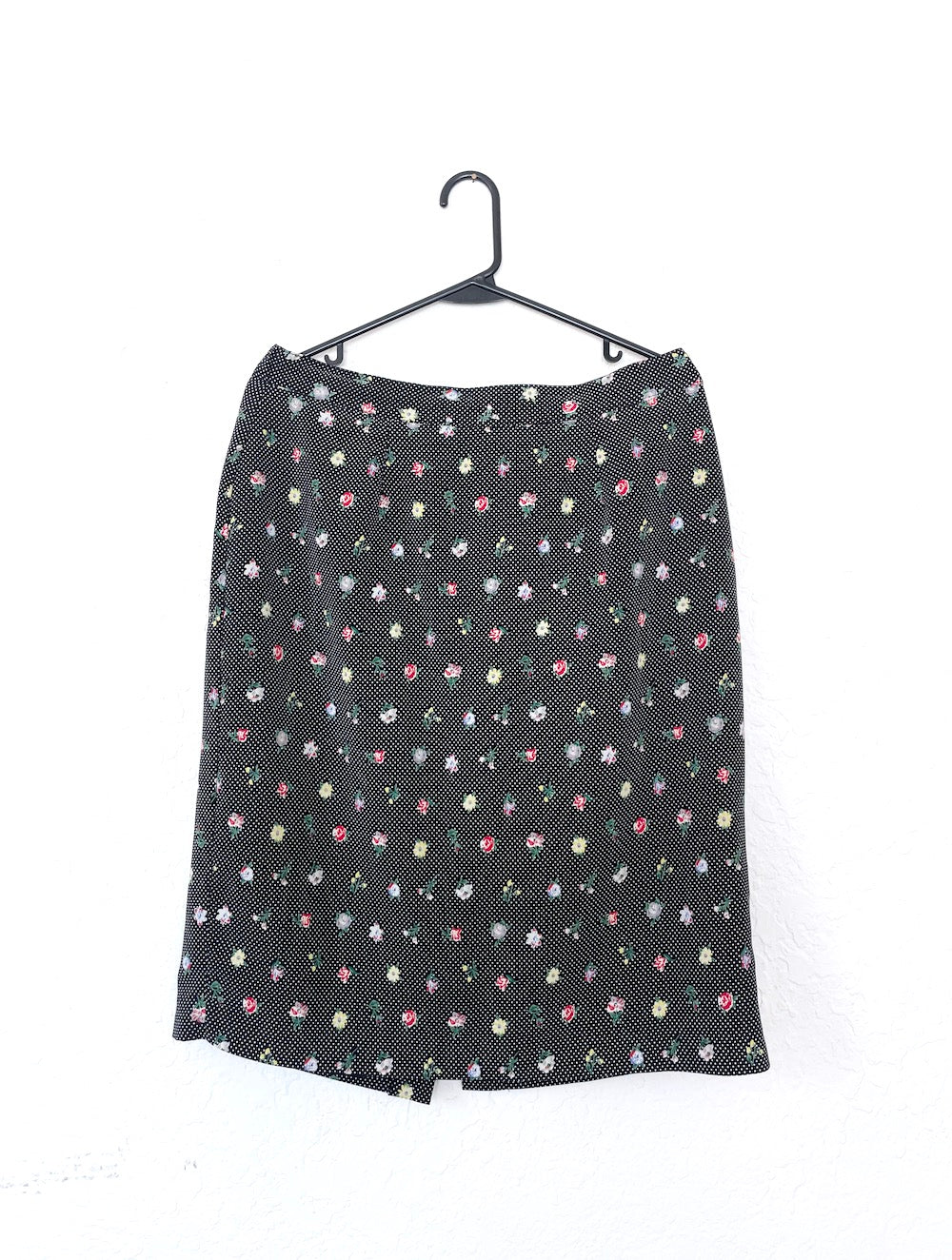 Vintage Floral Polkadot Print High-Waisted Skirt -- Size Medium/Large
