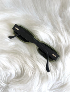 Vintage Y2K Frosted Green and Black Rectangular Sunglasses