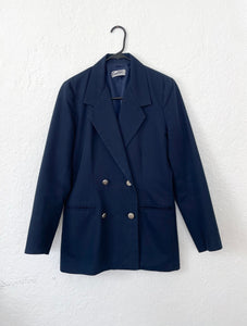Vintage 80s Navy Blue Double Breasted Blazer