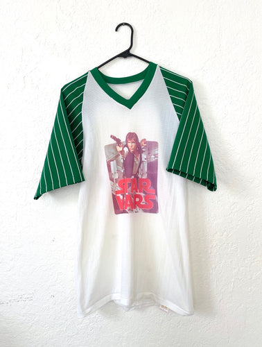 Vintage 70s Green and White Mesh Han Solo Star Wars Tee