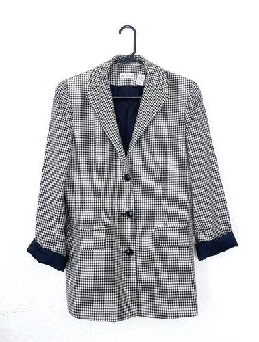 Vintage 90s Black and White Gingham Print Blazer