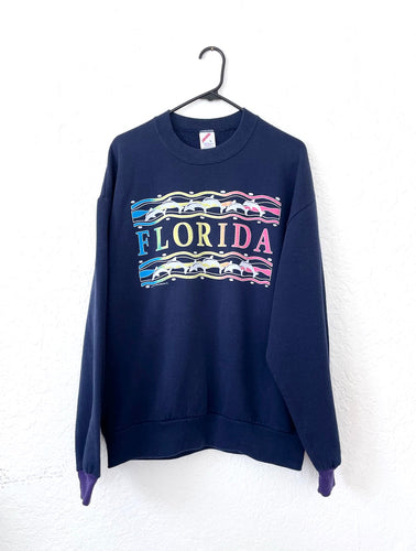 Vintage 90s Florida Rainbow Dolphin Tourist Sweatshirt