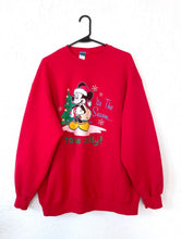 Load image into Gallery viewer, Vintage Red Mickey Mouse 'Tis the Season Oversized Christmas Sweatshirt