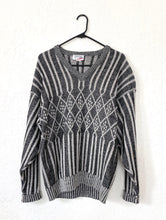 Load image into Gallery viewer, Vintage 80s Grey Diamond Print Slouchy Sweater