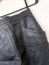 Load image into Gallery viewer, Vintage High Waisted Black Leather Pencil Skirt -- Size 26 Small Pockets