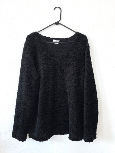 Vintage 90s Black Fuzzy Oversized Sweater