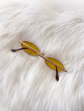 Load image into Gallery viewer, Gillian Skinny Oval Yellow and Gold Wire Frame Sunglasses