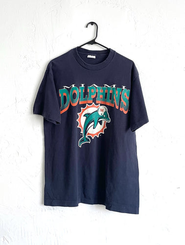 Vintage 90s Oversized Miami Dolphins Logo Tee NFL Retro