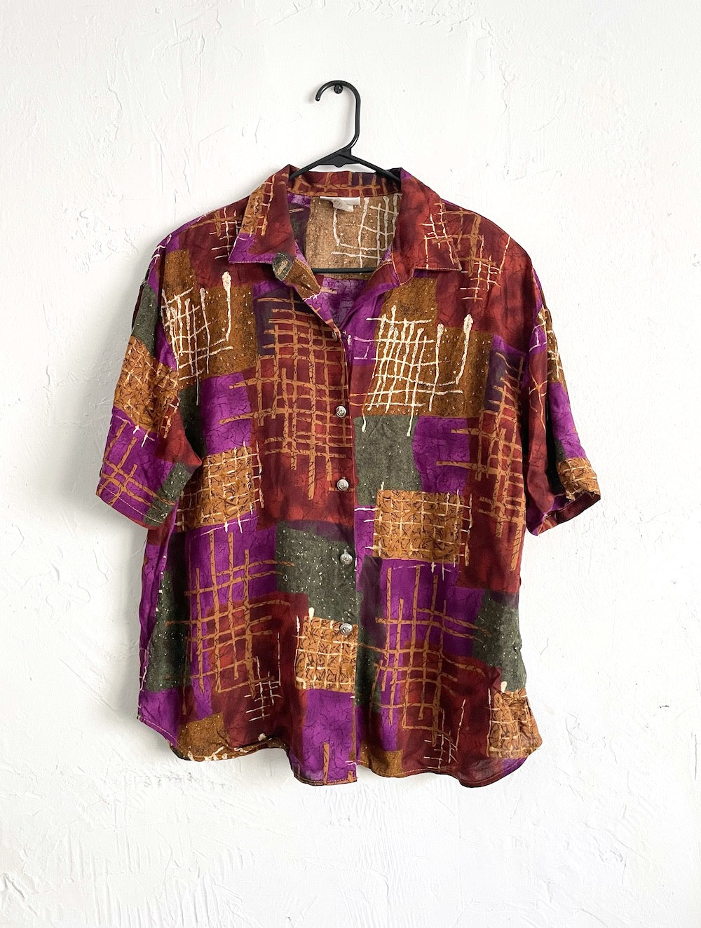 Men Patchwork Print Button Front Shirt in 2023