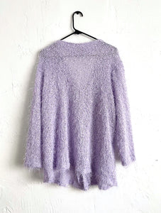 Vintage Y2K Purple Fuzzy Tie Front Cardigan