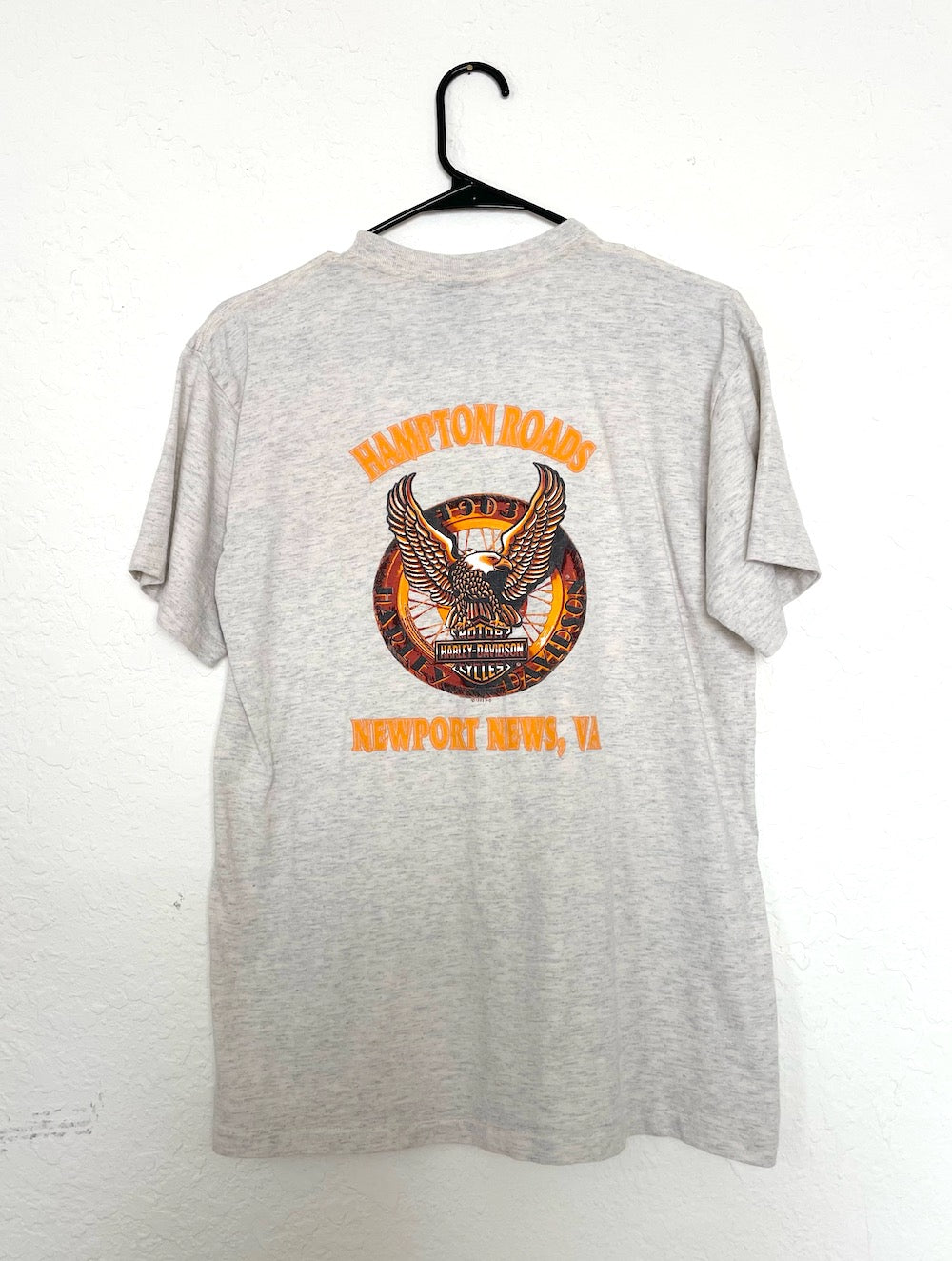 Vintage 90s Grey Eagle Design Harley Pocket Tee